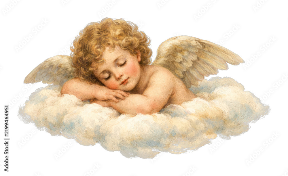 Fototapeta premium PNG Cherubic angel sleeping peacefully.