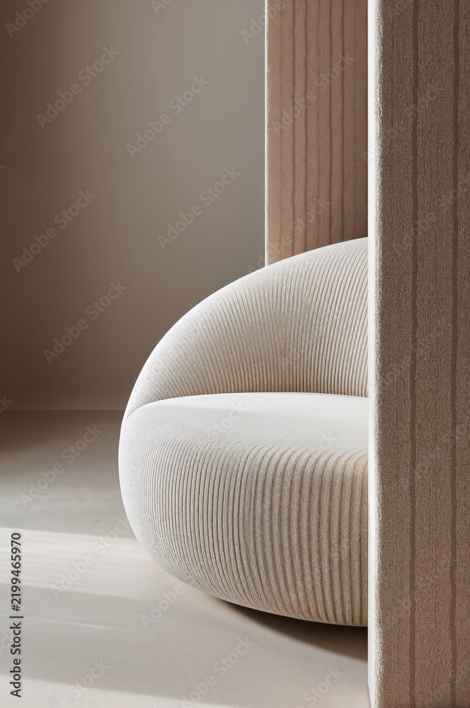 Obraz premium Modern Round Chair in a Bright Room With Soft Light and Neutral Colors