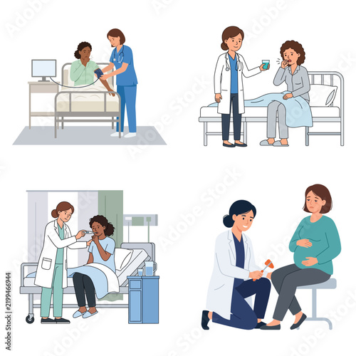 Professional Healthcare Providers Performing Clinical Routine Medical Examinations on Patients