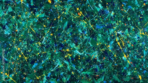 Energetic brushwork dynamic abstract paint splatter. Artificial intelligence image