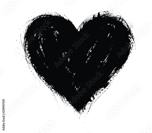 Hand drawn heart with brush strokes for organic design elements.