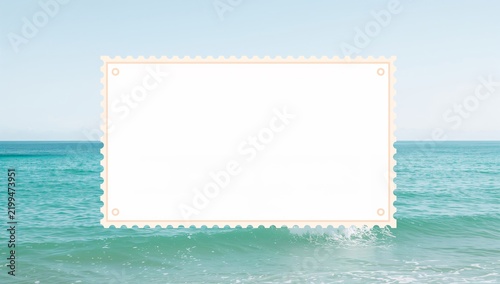 Seaside View With Ocean Waves and a White Space for Text or Design Elements