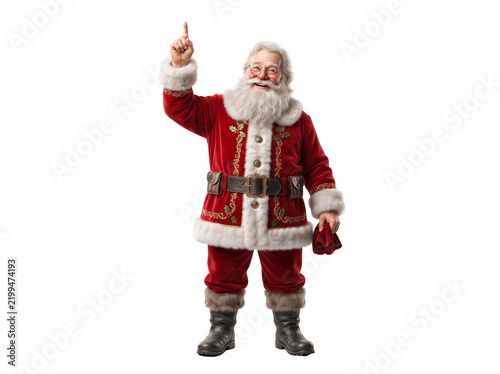 Santa Claus with a Bag of Christmas Gifts in Red Costume and Hat, Festive Holiday Celebration, Winter Season, Xmas Tradition and Seasonal Present Giving Concept