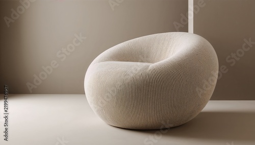 Round Sofa With Textured Fabric Placed in a Modern Interior Setting