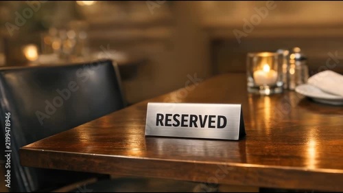 Reserved table with a reserved sign in a modern restaurant setting