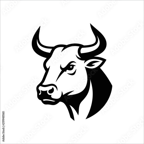 Powerful bull head mascot symbol strength aggression and determination