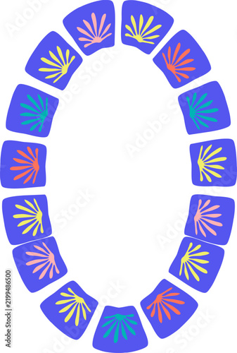 Doodle frame with colorful elements. Trendy graphic template. Cute empty frame box