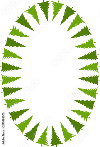 Winter pine tree frame. Festive greeting template with Christmas tree elements