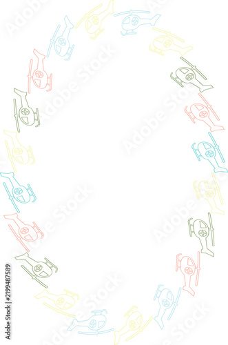 Helicopter simple frame. Simple stylish childish empty template. Simple elements for design