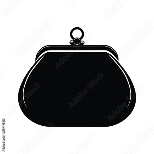 Vintage coin purse icon, classic retro wallet with clasp closure, simple flat design element for financial or fashion concepts