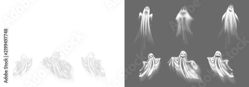 Obraz na plátně Scary fog mist Halloween ghost on transparent background