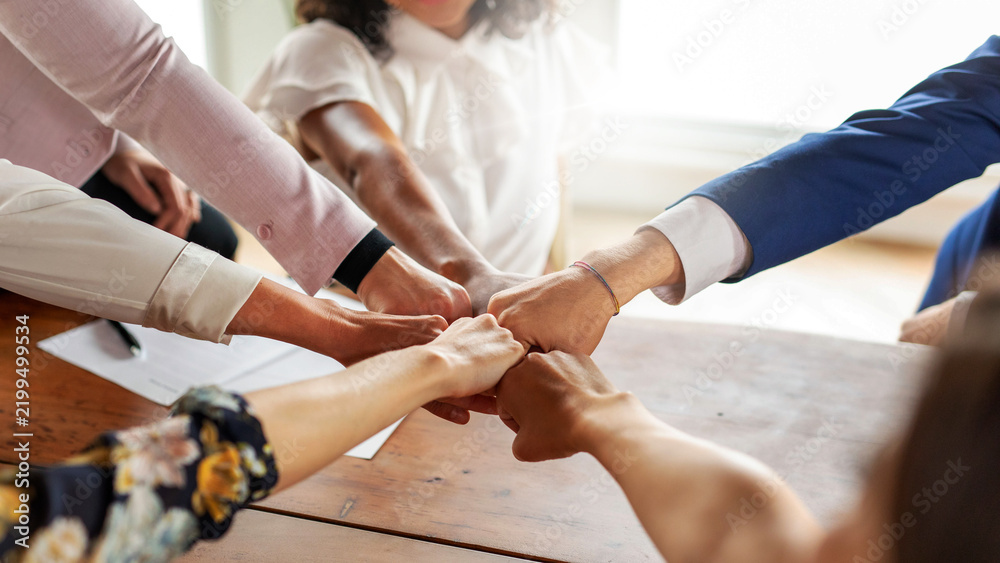 Fototapeta premium Teamwork unity hands collaboration success
