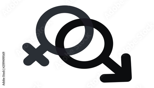 Interlocking male and female gender symbols vector icon representing straight relationship heterosexuality marriage partnership and sexual health