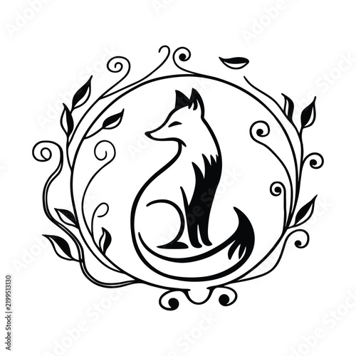 Decorative Fox Emblem Silhouette Vector Illustration
