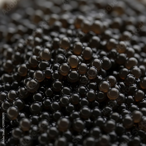 Glossy Black Caviar Spheres Macro