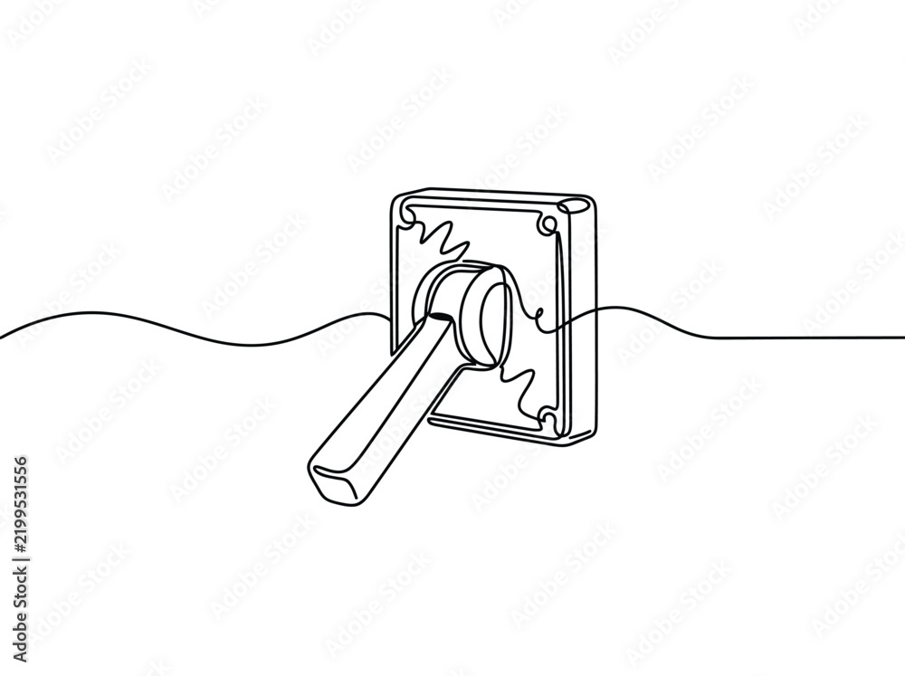 Obraz premium A switch with a handle and a wavy line representing action or change with simplicity