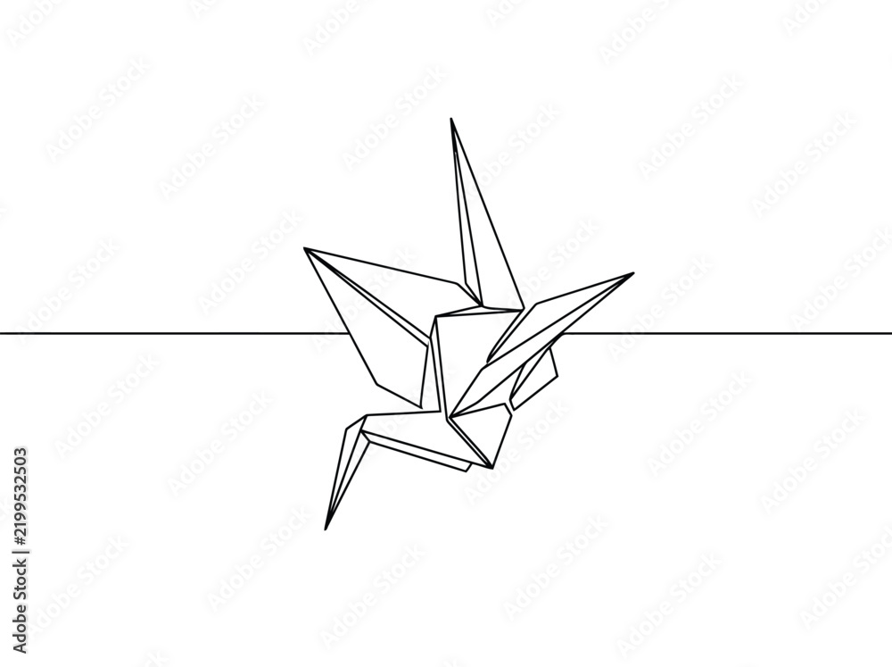 Obraz premium Minimalist origami crane illustration with clean lines and simple geometry creating an elegant bird