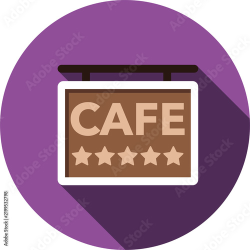 Flat design icon of cafe sign with five star rating
