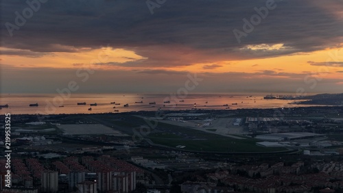 Bild auf Leinwand Aerial shot of a ship port