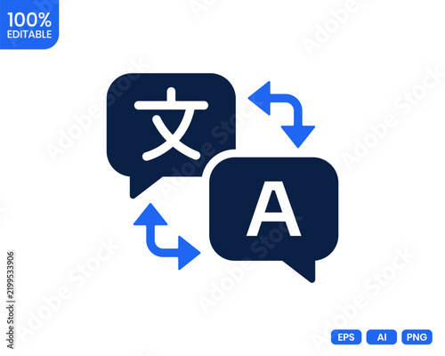 Фотография Translation icon with speech bubbles and arrows representing language conversion