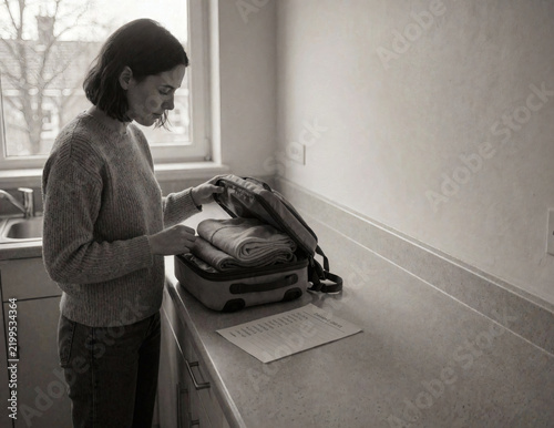 Woman Packing Backpack for Travel
