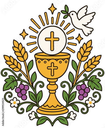 Catholic Eucharist Clipart, Holy Communion Chalice SVG PNG, Christian Religious Design