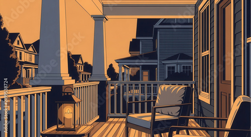 Inviting Porch View Evening Relaxation Suburban Serenity
