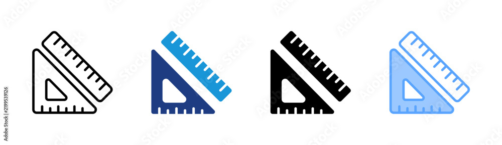 Fototapeta premium Geometry Tools icon set multiple style collection