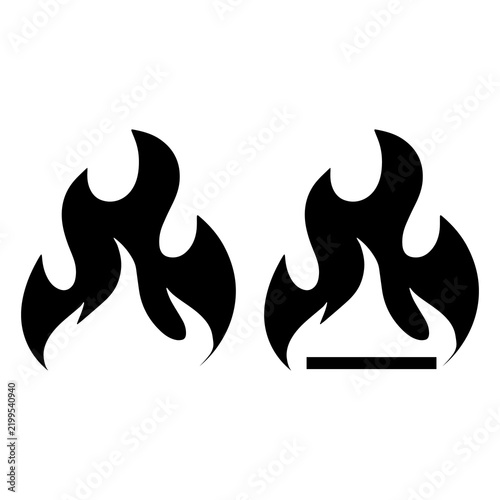 Fotografie Black fire icon, logo, sign isolated