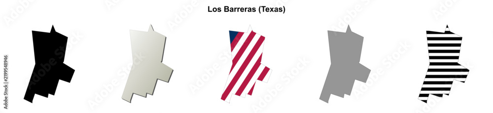 Fototapeta premium Los Barreras (Texas) blank outline map set