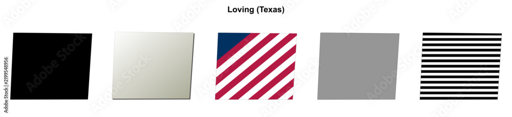 Fototapeta premium Loving (Texas) blank outline map set
