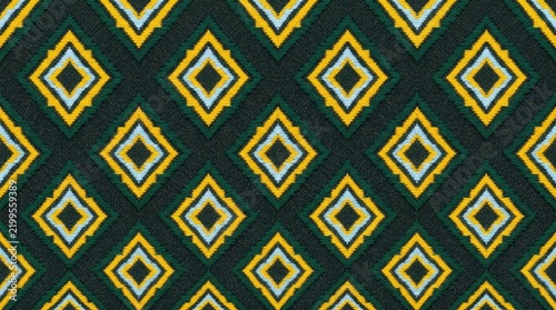 Seamless geometric diamond pattern with ikat textile texture