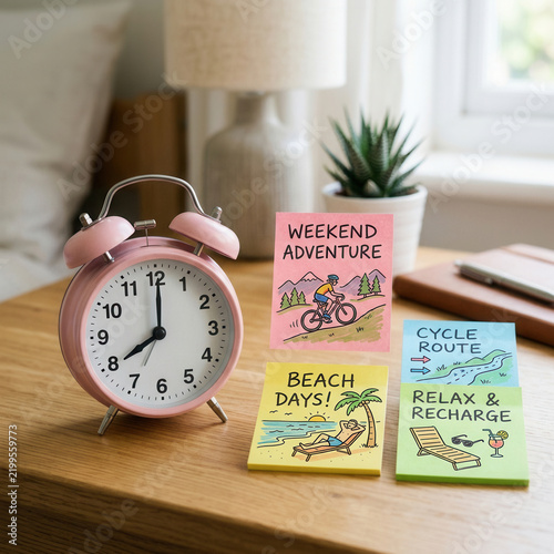 Planning Weekend Getaways And Relaxing Escapes On A Nightstand Display