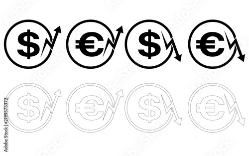 Currency dollar euro symbol money international finance concept illustration