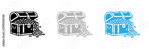 3d treasure chest icon set with different styles