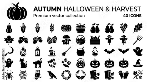 Halloween Premium Vector Collection with Autumn Harvest Icons
