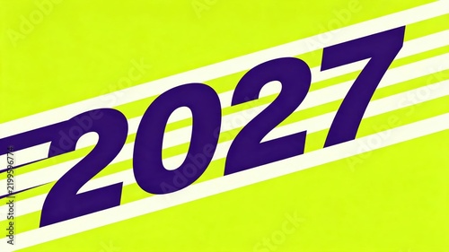 Bold purple speed dynamic 2027 new year typography on vibrant yellow background for energetic banner design.