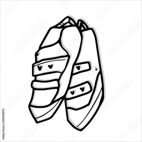 Rock climbing shoes climbing hand-drawn illustration gear Mountain equipment doodle set vector isolated on white background.