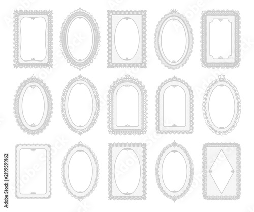 Frame Set Vintage Ornamental Line Art