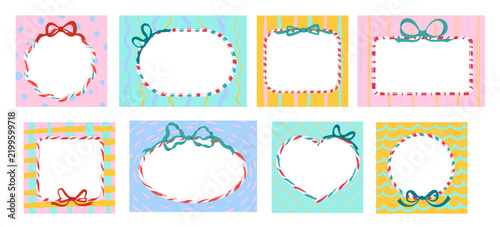 Frames With Bows Set Cartoon