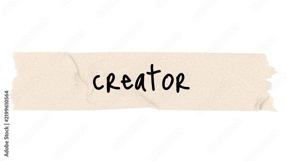 Obraz premium Creator png word, torn paper digital sticker in transparent background
