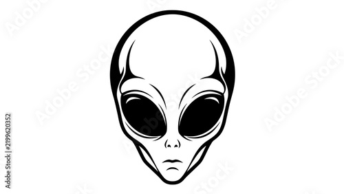Minimalist Alien Head Illustration Black and White Icon