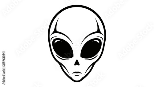Minimalist Black and White Alien Head Icon Graphic