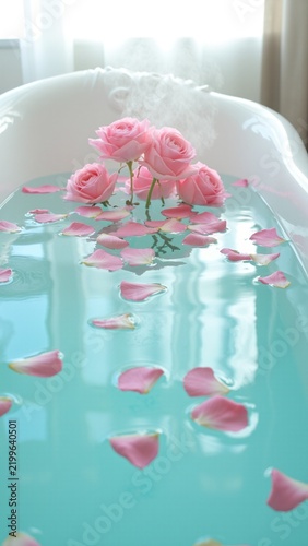 Obraz na płótnie Pink Roses in a Bubble Bath