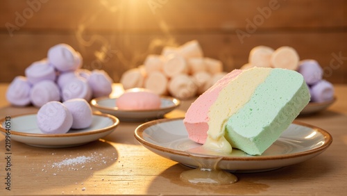 Obraz na płótnie Realistic Pastel Marshmallows Background