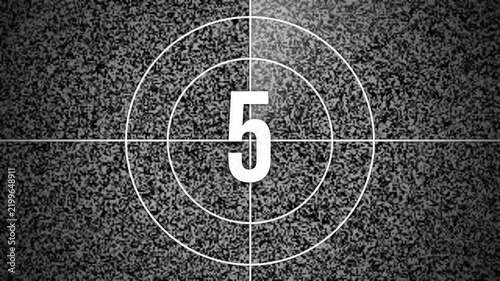 10 minute timer film leader countdown with vintage noise static