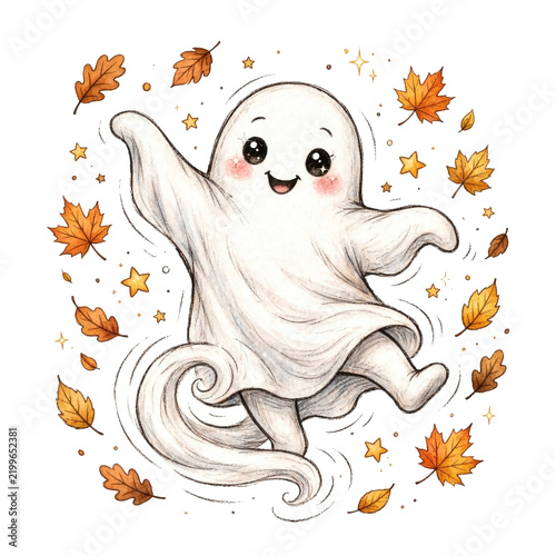 Cute Cartoon Ghost Spirit Character Illustration