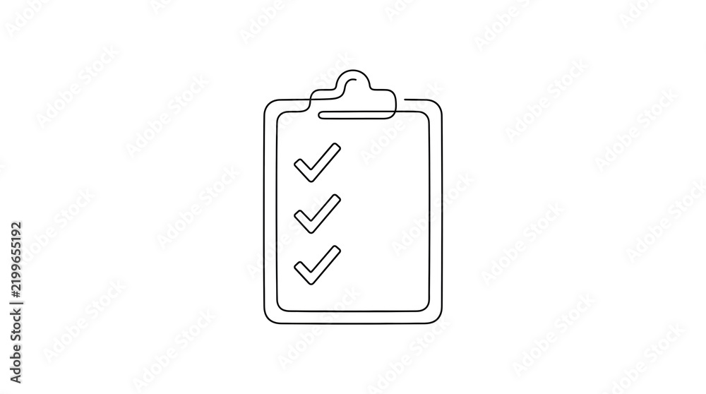 Fototapeta premium Clipboard with checklist icon graphic resource minimalist vector line art