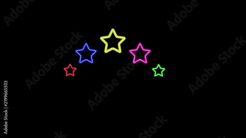 Seamless Animated Colorful Neon Glowing Stars Arch Frame Motion Graphic Overlay With Alpha Channel