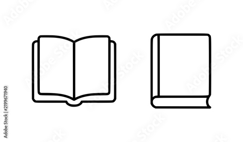 Minimalist Open and Closed Book Outline Icons Vector Set